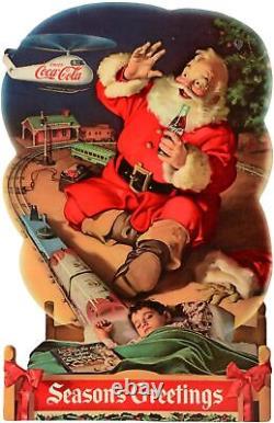 Coca Cola Santa Claus Boy Dreams 20 Heavy Duty USA Metal Coke Advertising Sign