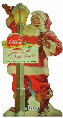 Coca Cola Santa Claus Lightpost 24 Heavy Duty USA Metal Coke Advertising Sign