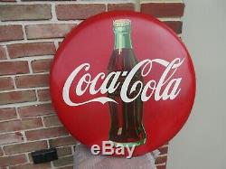 Coca Cola Sign 24 Inch Diameter Button Authentic Original Vintage 1955 Nice