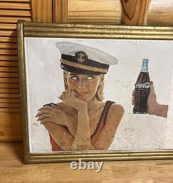 Coca Cola Sign Kay Frame Military Navy Girl Cardboard Poster Litho Women Display