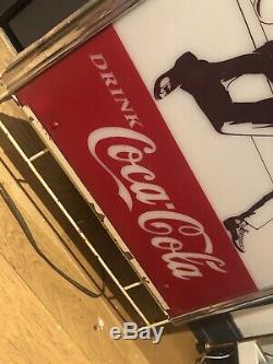 Coca Cola Sign Original Clock Light Bowling Display 1950s Vintage Drink Diner