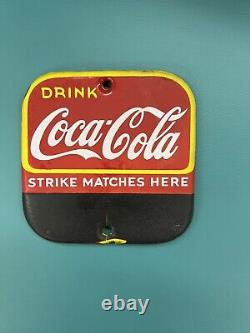 Coca Cola Sign, Original Match striker porcelain Soda Pop Exc Cond Coke