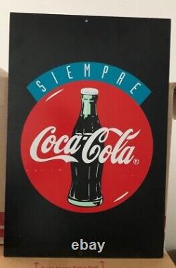 Coca Cola Sign Vintage Original Siempre Coke Soda Store Display Pressboard