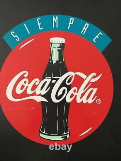 Coca Cola Sign Vintage Original Siempre Coke Soda Store Display Pressboard