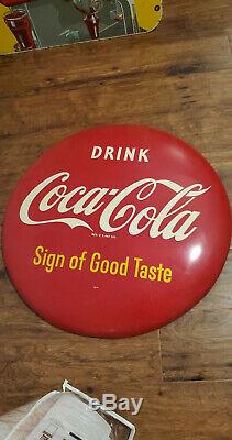 Coca Cola Sign button 24 Curved Button vintage 1950