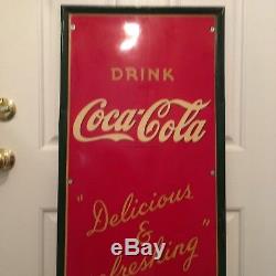 Coca Cola Soda Pop Advertising 1940's Vertical Picture Metal Sign