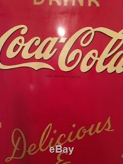 Coca Cola Soda Pop Advertising 1940's Vertical Picture Metal Sign