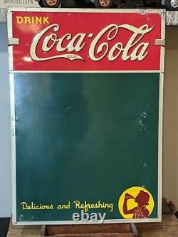 Coca-Cola Tin Advertising Sign and Menu Board. Coke Coshocton, Ohio dated 1939
