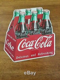 Coca Cola Tin Die Cut 6 Pack Coke Sign REAL DEAL Dated 1953