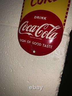 Coca Cola Tin Sign screen print door push 1960s 70s. Rare and hard to find