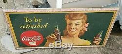 Coca Cola To Be Refreshed Girl Poppin Bottles Framed Litho Cardboard Sign 1948