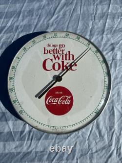Coca-Cola Vintage 12 Thermometer Round Glass Faced Original 495A 1960s USA