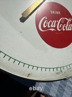 Coca-Cola Vintage 12 Thermometer Round Glass Faced Original 495A 1960s USA