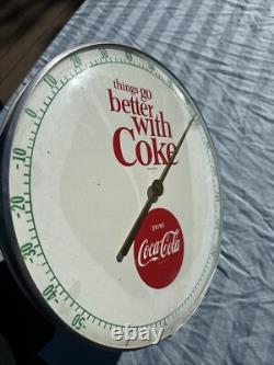 Coca-Cola Vintage 12 Thermometer Round Glass Faced Original 495A 1960s USA