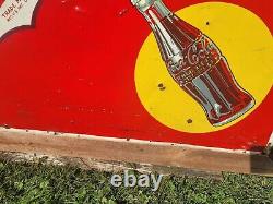 Coca Cola Vintage 1939 Diamond Shaped Metal Sign Soda Advertising