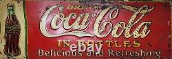 Coca-Cola Vintage 31 RARE Christmas Delicious & Refreshing Embossed Bottle Sign