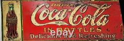 Coca-Cola Vintage 31 RARE Christmas Delicious & Refreshing Embossed Bottle Sign