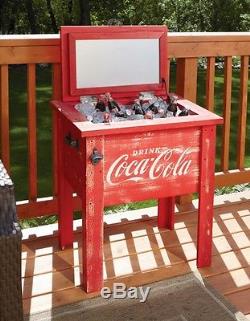 Coca Cola Vintage Barn Board Wood 54-Qt Ice Cooler Chest Box Officially Licensed