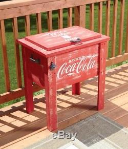 Coca Cola Vintage Barn Board Wood 54-Qt Ice Cooler Chest Box Officially Licensed