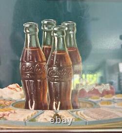 Coca-Cola Vintage Cardboard Advertising Sign Enjoy Food Near Mint Condition