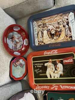 Coca-Cola Vintage Collectible Tray Set with Various Designs