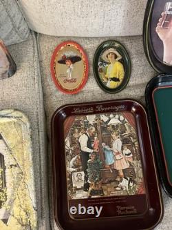 Coca-Cola Vintage Collectible Tray Set with Various Designs