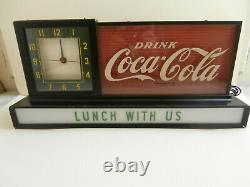 Coca Cola Vintage Fountain Lighted Display Clock and Sign 1954