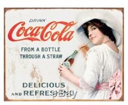Coca Cola Vintage Girl Advertising Retro Metal Tin Sign Coke New
