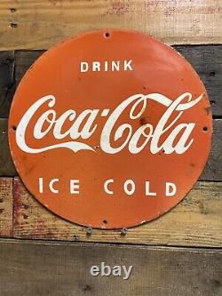 Coca Cola Vintage Porcelain Sign Gas & Oil General Store Coke Soda Beverage Pop