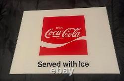 Coca-Cola Vintage Served with Ice Coke Fountain Machine Sign 21 X 15 1/2