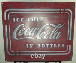 Coca-Cola Vintage-Style Cast Metal Wall Sign Handmade Garage Decor 24x20