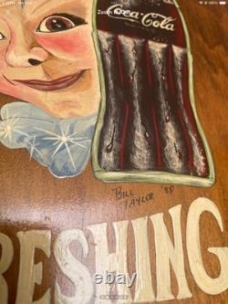 Coca-Cola Vintage Wooden Hand Painted Sign