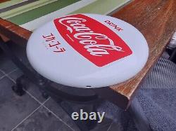 Coca Cola White Button Porcelain Sign Japan 12,3 inch