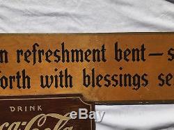 Coca Cola Wood Kay Display Sign 1940's Ye Who Enter Here On Refreshment. 39 L