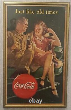 Coca Cola Ww2 Just Like Old Times 1944 /1945 Advertising Poster Large
