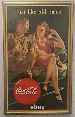 Coca Cola Ww2 Just Like Old Times 1944 /1945 Advertising Poster Large