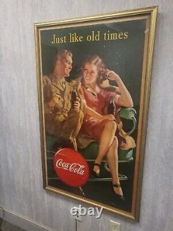 Coca Cola Ww2 Just Like Old Times 1944 /1945 Advertising Poster Large