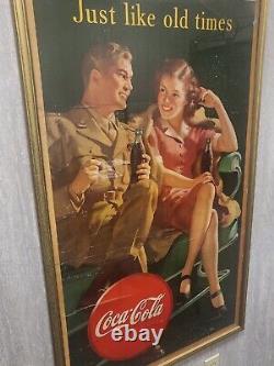 Coca Cola Ww2 Just Like Old Times 1944 /1945 Advertising Poster Large