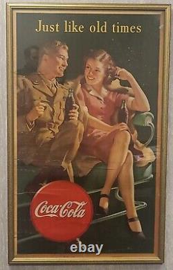 Coca Cola Ww2 Just Like Old Times 1944 /1945 Advertising Poster Large