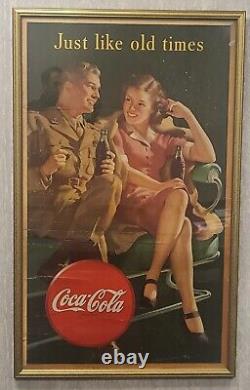 Coca Cola Ww2 Just Like Old Times 1944 /1945 Advertising Poster Large
