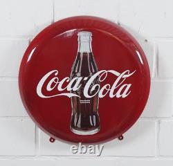 Coca-Cola enamel advertising sign made of thick, curved sheet steel, 43 cm