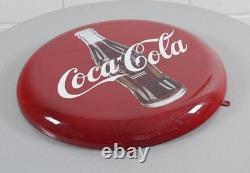 Coca-Cola enamel advertising sign made of thick, curved sheet steel, 43 cm