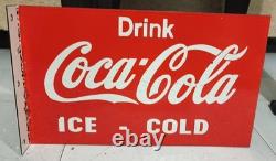 Coca Cola porcelian Enamel Heavy Metal 18 x 10 incehs with Flange Double side