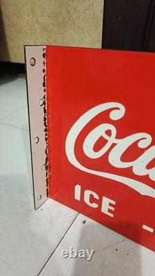 Coca Cola porcelian Enamel Heavy Metal 18 x 10 incehs with Flange Double side