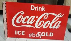 Coca Cola porcelian Enamel Heavy Metal 18 x 10 incehs with Flange Double side