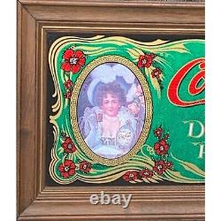 Coca Cola vintage mirror reverse painted Advertising sign-Hilda Clark-29 inch