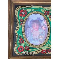 Coca Cola vintage mirror reverse painted Advertising sign-Hilda Clark-29 inch