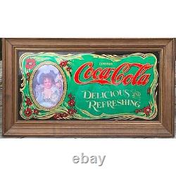 Coca Cola vintage mirror reverse painted Advertising sign-Hilda Clark-29 inch