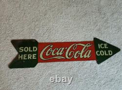 Coca-cola 1927 Original Metal Arrow Sign -not Reproduction