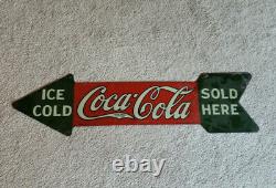 Coca-cola 1927 Original Metal Arrow Sign -not Reproduction